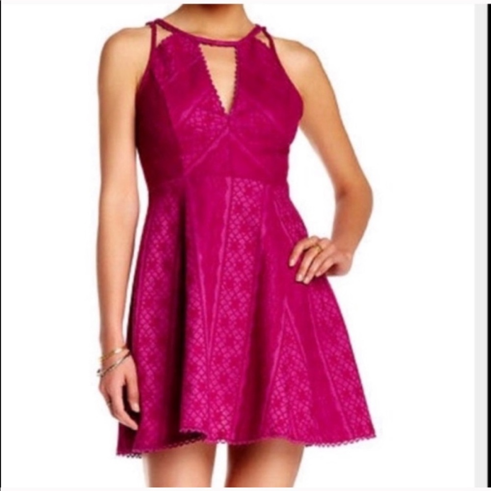 Free People Pink Lace Cutout Dress